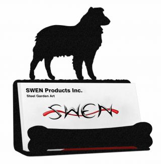 Swen Products Australian Shepherd Dog Black Metal Business Card Holder