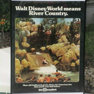 Wdw Walt Disney World Vintage 1976 Poster River Country Water Park Advertisement