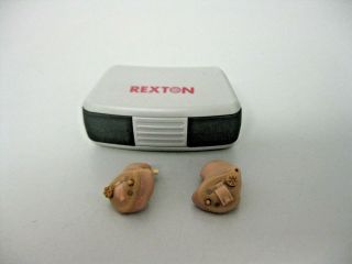 Rexton Hearing Aid Listening Rx12 Left And Right Set With Case Parts
