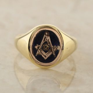 Vintage Spinning Masonic Signet Ring 9ct Yellow Gold