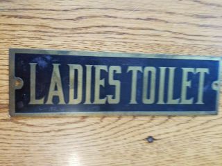1930s Vintage Brass Ladies Toilet Sign Restroom Bathroom Train Bus Station Gas