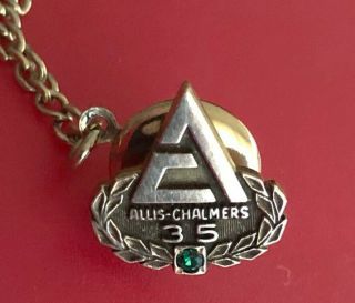 Vintage Scarce Allis - Chalmers 35 - Year Employee Service Award Pin Badge: Emerald