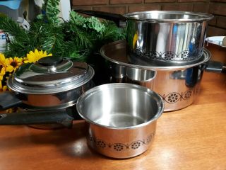 Set Of Ecko Mid Century Stainless Heavy Duty Tri Ply Pans Cookware Pots