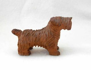 Old Unusual Carved Wood Sealyham Or Norfolk Terrier Dog Figurine C1940s 2.  25 " L