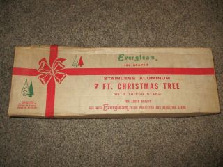 Vintage Evergleam 7 Ft 100 Branch Aluminum Christmas Tree Complete,  Stand & Box