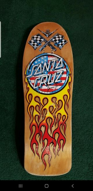 Vintage Skateboard Santa Cruz 1989 Jason Jessee Hotrod Racing Flames
