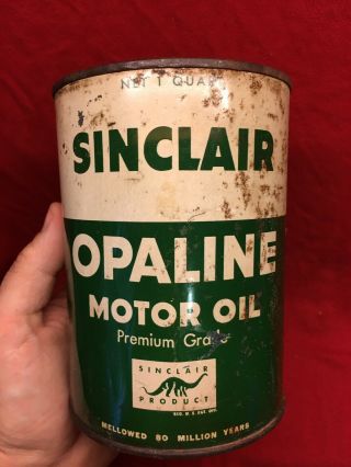 Vtg Sinclair Opaline Motor Oil Tin Quart Can Gas Advertisement Auto Farm