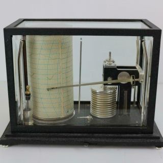 Vintage Micro Barograph Short & Mason Beveled Glass Case Good Order