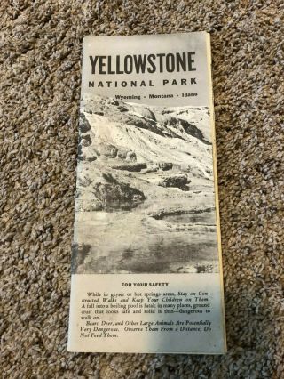 Yellowstone National Park Visitor Guide Map Vintage 1956 Revised 1958