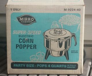 Mirro Aluminum - Speed Electric Corn Popper - 4 Qt.  Party Size M - 9224 - 40 Euc