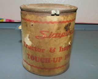 Vintage Simplicity Tractor And Implement Touch Up Paint Can - Empty Paper Label