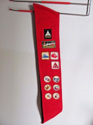 Boy Scouts Canada Red Sash W/11 Badges Patches St Catherine’s,  On 1960’s Vtg