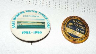 Two Rare Pennsylvania Safe Harbor Dam Pins Expansion 82,  86.  Hydro Fishing Club