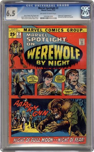 Marvel Spotlight 2 Cgc 6.  5 1972 1010361008 1st And Origin Werewolf By Night