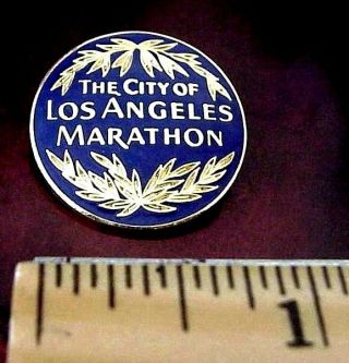 The City Of Los Angeles Marathon 1987 Blue Enamel Gold Tone Metal Lapel Pin