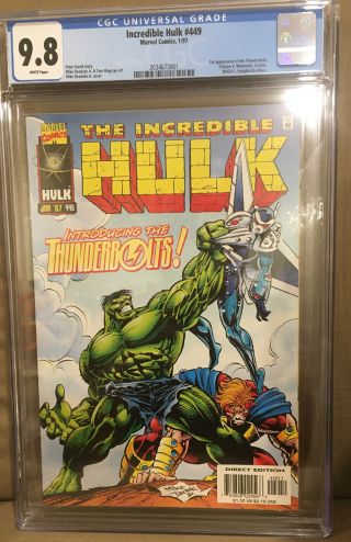 The Incredible Hulk 449 - Cgc 9.  8 First Appearance Thunderbolts Key Mcu Announce