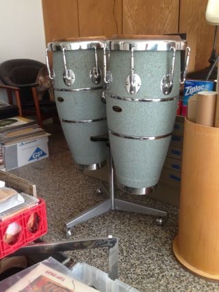 Vintage Set of Colombo Conga Drums and Stand 2
