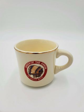Vintage Boy Scouts Of America Order Of The Arrow Indian Chief Logo 1970s Mug Tea