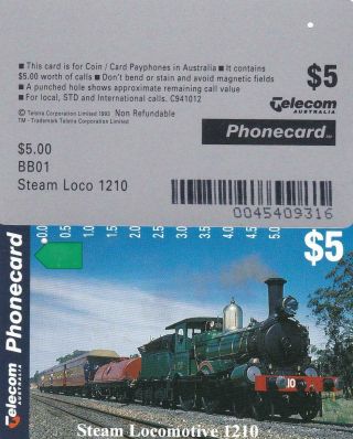 Telstra $5 Steam Locomotive 12 10 Train 1 Hole Perfect M50