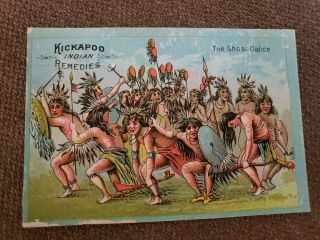 1880s Chromolithograph Trade Card,  Kickapoo Indian Remedies - The Ghost Dance