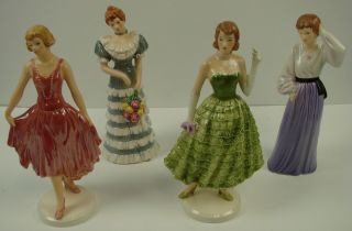 4 Goebel West Germany Gfwc Unity In Diversity Porcelain Lady Figurines Statues