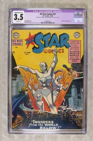 All Star Comics 51 Cgc 3.  5 Restored 1950 1487865011