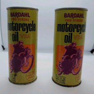 Vintage Nos 16 Oz.  Bardahl Two Stroke Motorcycle Oil Cans
