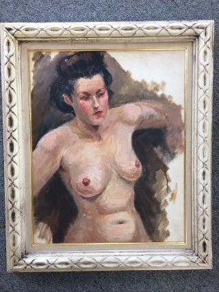 Female Nude Torso Figure Study,  Mid 20th Century,  Oil On Board.