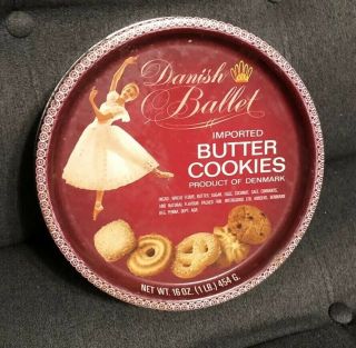 Vintage Danish Ballet Imported Butter Cookies Collectible Tin Denmark
