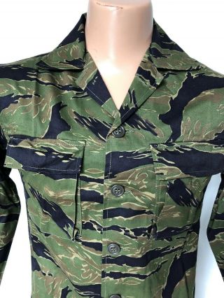 Vintage 60’s Nos Vietnam War Us Special Forces “arvn” Tiger Stripe Camo Shirt M