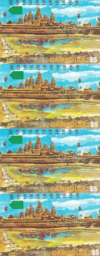 Telstra Cambodia $5 Temple Prefix 1193 X 4 A11