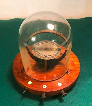 1913 Philip Harris & Co Birmingham Tangent Galvanometer Glass Dome