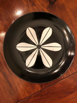 Mcm Catherineholm Norway Black White Enamel Lotus Flower Plate 101/4”