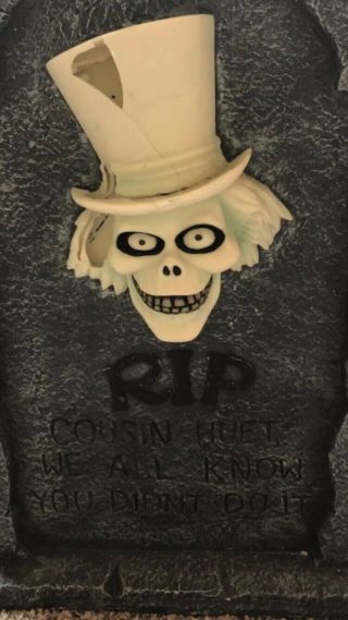 Disney Halloween Haunted Mansion Hitchhiking Ghost Ezra Lighted Tombstone Prop 3