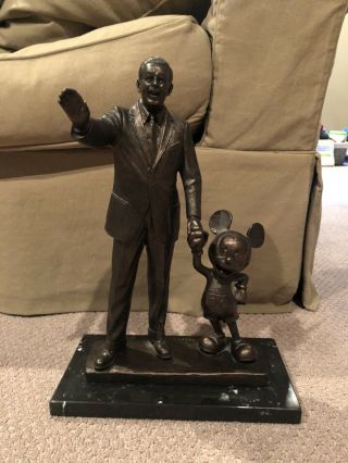 Walt Disney And Mickey Mouse Partners Statue (15” By 10”) By Blaine Gibson