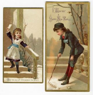 Christmas Happy Year Victorian Greeting Cards 1880 