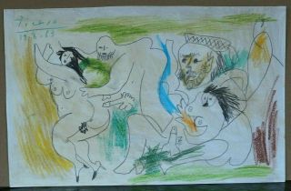 1963 Pencil Drawing From Erotiques Series Sign Picasso (361m)