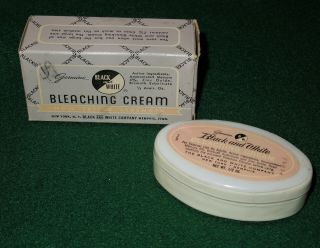 Nos Vintage Bleaching Cream Milk Glass Jar York N.  Y.  Co Black & White