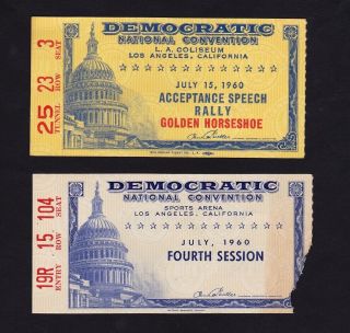 John F.  Kennedy 1960 Democratic Convention Ticket To Session & Acceptance Speech