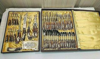 44 Pc 8 Place Setting Kla - Tra - So Carved Stag Carving Set Solingen Germany