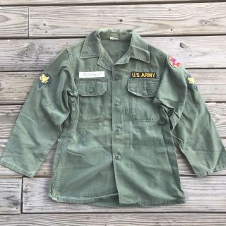 Us Army Shirt Jacket Sateen Og 107 Green Vintage 60s Vietnam Era Patched Named 1