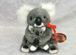 9 " Plush Koala Bear Holding Joey Baby Ca Australia Brand W/corroboree Tag