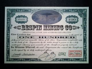 Star Wars Stock Certificate - Bespin Mining Company -