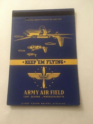 Vintage Matchbook Cover Matchcover 40 Strike Ss Us Army Air Field Fort Devans Ma