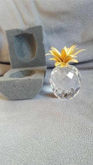 Swarovski Silver Crystal Large Gold Leaf Pineapple 7507 105 001