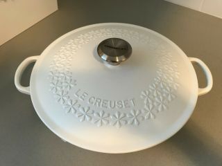 $300 Le Creuset Signature Cast - Iron Fleur Round Dutch Oven,  4 - Qt. ,  Matte White
