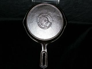 Wapak Cast Iron No.  3 Indian Head Skillet Cleaned And Seasoned