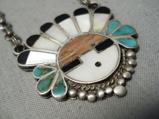 Very Old Vintage Zuni Native American Turquoise Sterling Silver Necklace Old