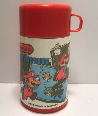 Vintage Aladdin 1988 Nintendo Mario Bros.  Thermos With Cap And Cup