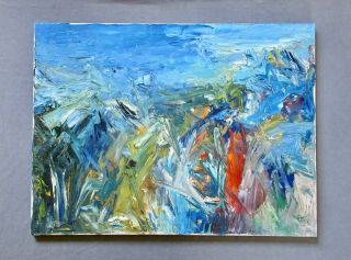 Large 40 " X 30 " Vintage 1971 Mid - Century Abstract Oil Painting